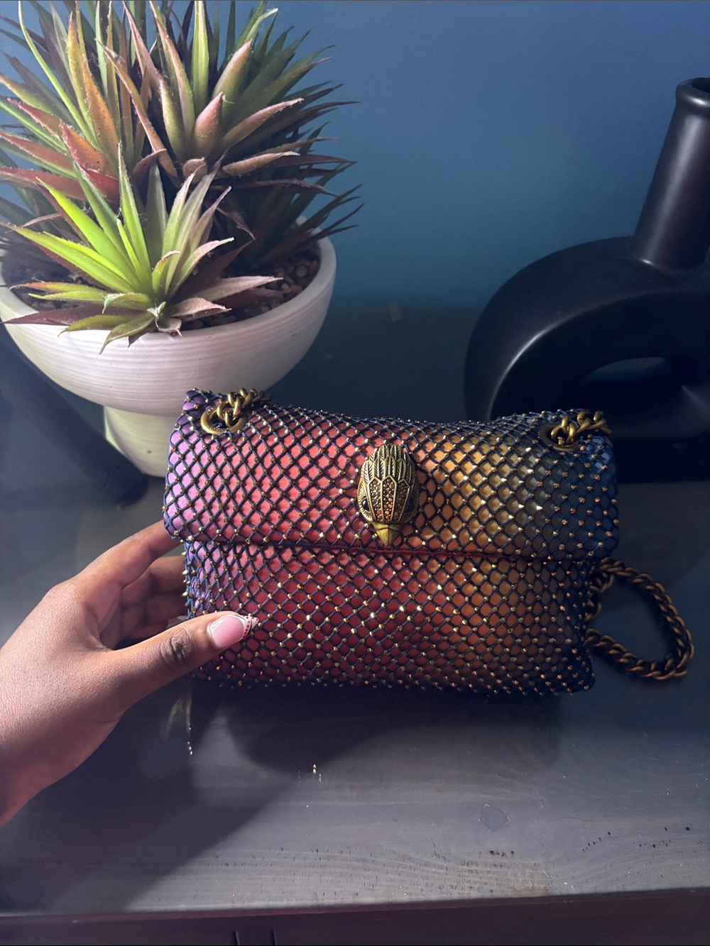 Kurt Geiger Iridescent Multicolor Chain Shoulder Bag